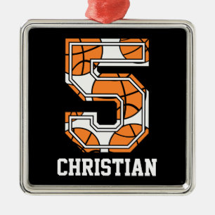 Persoonlijk Basketball Number 5 Metalen Ornament