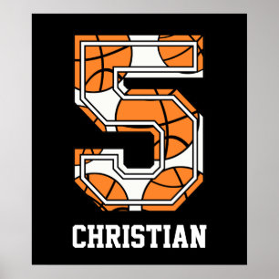 Persoonlijk Basketball Number 5 Poster
