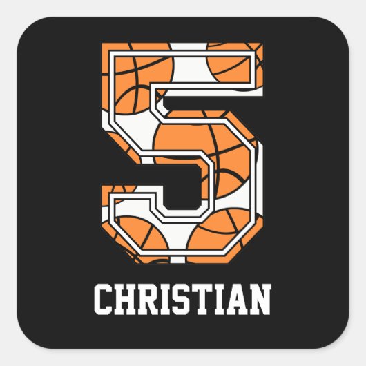 Persoonlijk Basketball Number 5 Vierkante Sticker (Voorkant)