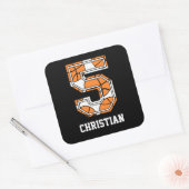 Persoonlijk Basketball Number 5 Vierkante Sticker (Envelop)