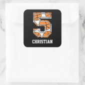 Persoonlijk Basketball Number 5 Vierkante Sticker (Tas)