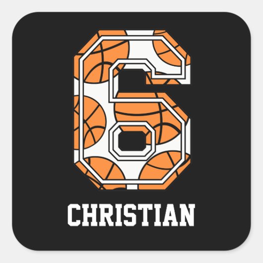 Persoonlijk Basketball Number 6 Vierkante Sticker (Voorkant)