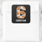 Persoonlijk Basketball Number 6 Vierkante Sticker (Tas)