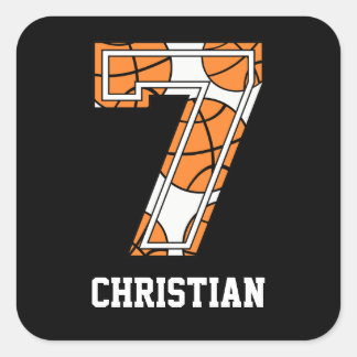 Persoonlijk Basketball Number 7 Vierkante Sticker