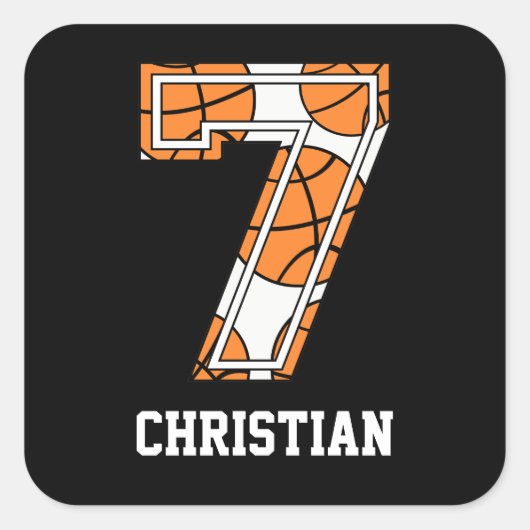 Persoonlijk Basketball Number 7 Vierkante Sticker (Voorkant)
