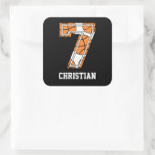 Persoonlijk Basketball Number 7 Vierkante Sticker (Tas)