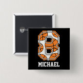 Persoonlijk Basketball Number 8 Vierkante Button 5,1 Cm (Voorkant /achterkant)