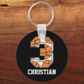 Persoonlijk Basketball Nummer 3 Sleutelhanger (Voorkant)