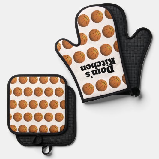 Persoonlijk Basketball Ovenwant & Pannenlap Set (Voorkant / Achterkant)