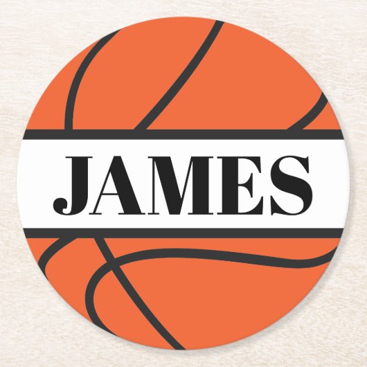 Persoonlijk Basketball Paper-Onderzetter Ronde Kartonnen Onderzetter (Voorkant)