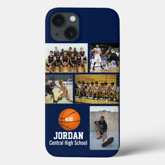 Persoonlijk Basketball Photo Collage Name Team # Case-Mate iPhone Case (Achterkant)