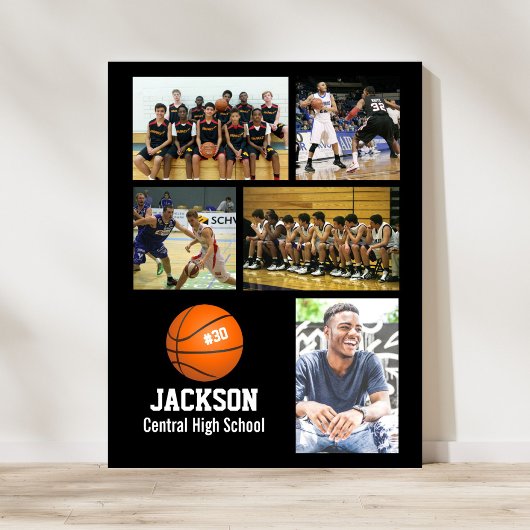Persoonlijk Basketball Photo Collage Name Team # Poster
