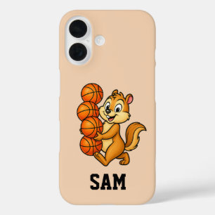 Persoonlijk basketbalontwerp met een eekhoorn iPhone 16 hoesje