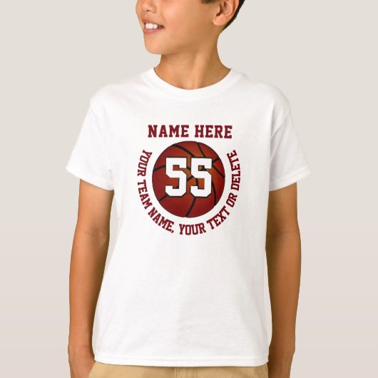 Persoonlijk basketbalshirt, naam, nummer, team t-shirt (Voorkant)