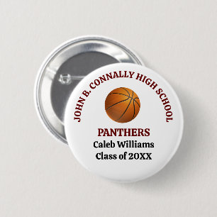 Persoonlijk basketbalspeler op de middelbare schoo ronde button 5,7 cm
