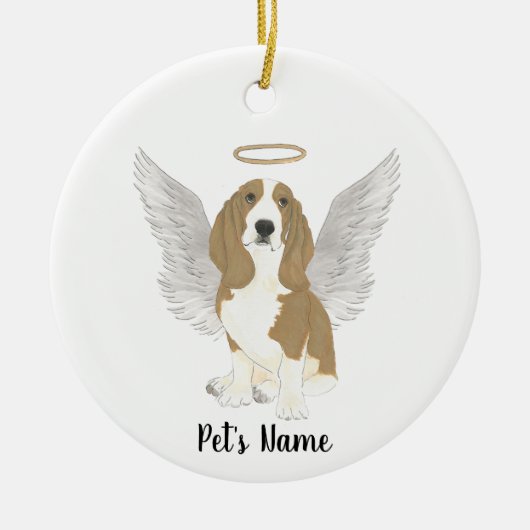 Persoonlijk Basset Hound condoleance monument Keramisch Ornament (Voorkant)