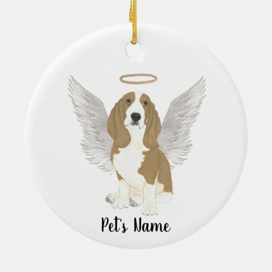 Persoonlijk Basset Hound condoleance monument Keramisch Ornament (Achterkant)