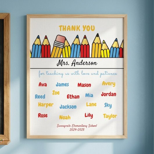 Persoonlijk bedankcadeau voor de leraar poster