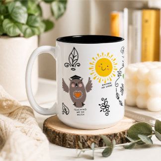 Persoonlijk bedankcadeau voor leraren tweekleurige koffiemok