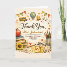 Persoonlijk bedankje voor de leraar watercolor cad