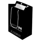 Persoonlijk bedankt Groomsman White Bow Stropdas Medium Cadeauzakje (Voorkant Gekanteld)