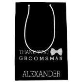 Persoonlijk bedankt Groomsman White Bow Stropdas Medium Cadeauzakje (Voorkant)
