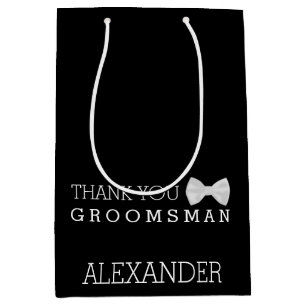 Persoonlijk bedankt Groomsman White Bow Stropdas Medium Cadeauzakje