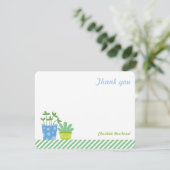 Persoonlijk bedankt Nota's Retro Mint Blue Plant Kaart (Staand voorkant)