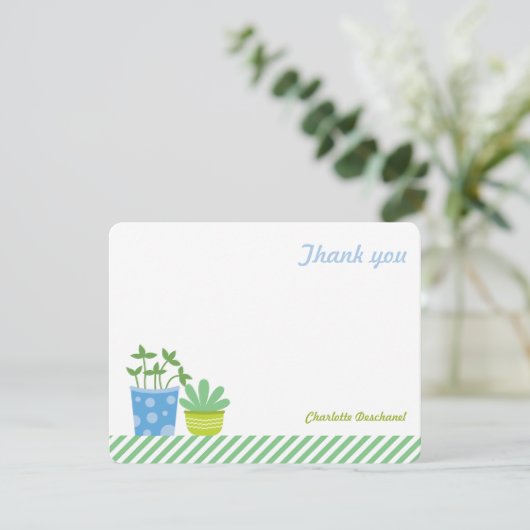 Persoonlijk bedankt Nota's Retro Mint Blue Plant Kaart (Staand voorkant)