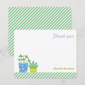 Persoonlijk bedankt Nota's Retro Mint Blue Plant Kaart (Voorkant / Achterkant)