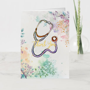 Persoonlijk bedankt Zuster Healthcare Floral Folie Wenskaart