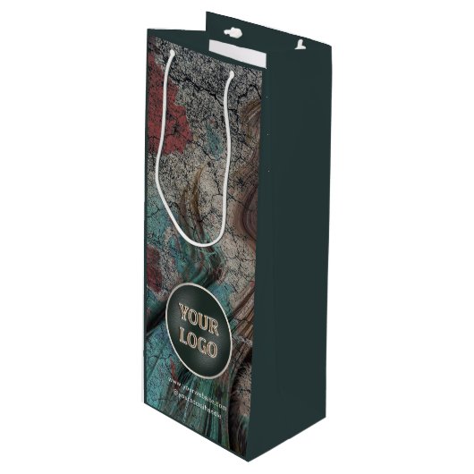 Persoonlijk bedrijfslogo | Eigen merk verpakking Wijn Cadeautas (Voorkant Gekanteld)