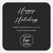 Persoonlijk bedrijfslogo kerstgroeten vierkante sticker (Voorkant)