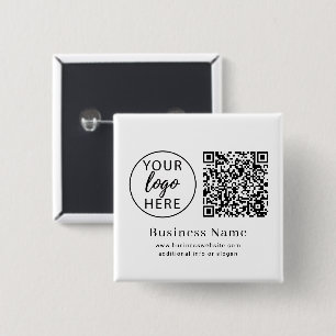Persoonlijk bedrijfslogo op vierkante badge button 5,1 cm