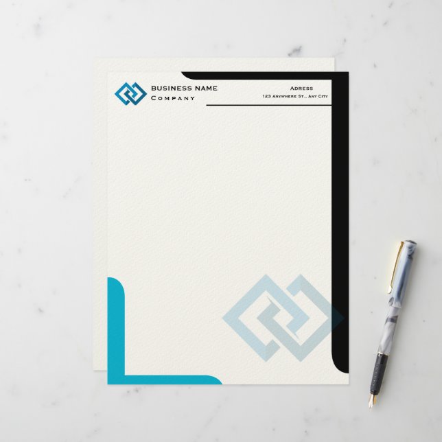 Persoonlijk bedrijfslogo Professionele briefhoofd (Voorkant / Achterkant in situ)
