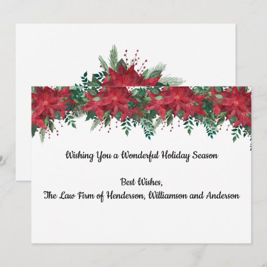 Persoonlijk bedrijfsRed Poinsettia Feestdagenkaart (Voorkant / Achterkant)