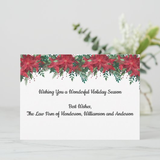 Persoonlijk bedrijfsRed Poinsettia Feestdagenkaart (Staand voorkant)