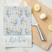 Persoonlijk Bedrukt Vintage Blauw Witte Strepen Bl Theedoek (Quarter Fold)