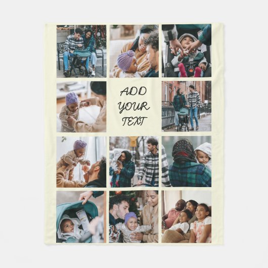 Persoonlijk beige 11 Foto-collage Fleece Deken (Voorkant)