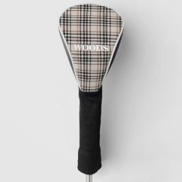 Persoonlijk beige geruit golfheadcover