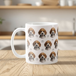 Persoonlijk beige hondenfoto pootpatroon koffiemok