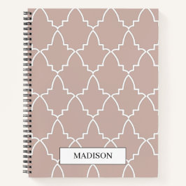 Persoonlijk Beige Moroccan Lattice Pattern Notitieboek