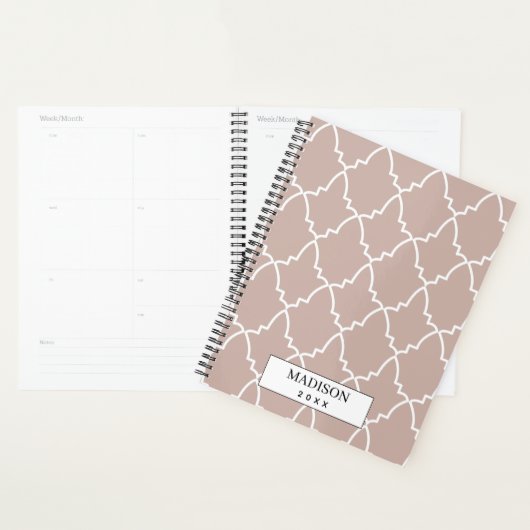 Persoonlijk Beige Moroccan Lattice Pattern Planner (Display)