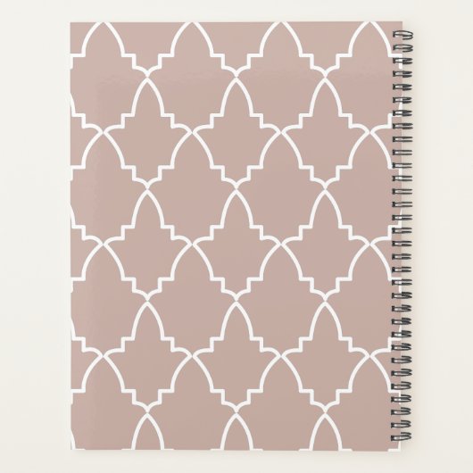 Persoonlijk Beige Moroccan Lattice Pattern Planner (Achterkant)