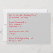 Persoonlijk ben ik de 21ste Birthday Party. Kaart (Achterkant)