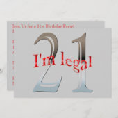 Persoonlijk ben ik de 21ste Birthday Party. Kaart (Voorkant / Achterkant)