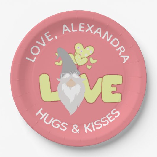 Persoonlijk ben je genoom hartgeel en grijs papieren bordje (Voorkant)