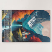 Persoonlijk bergkasteel met watervallen legpuzzel (Horizontaal)