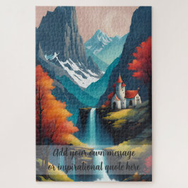 Persoonlijk bergkasteel met watervallen legpuzzel