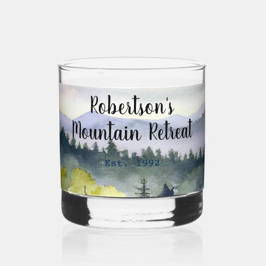 Persoonlijk bergthema whisky glas (Voorkant)